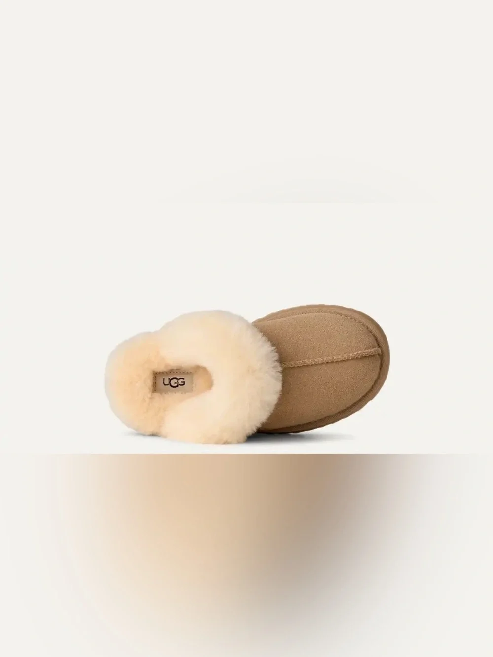 Kids UGG Cozy Shearling Slide Slippers in Cream and Chestnut